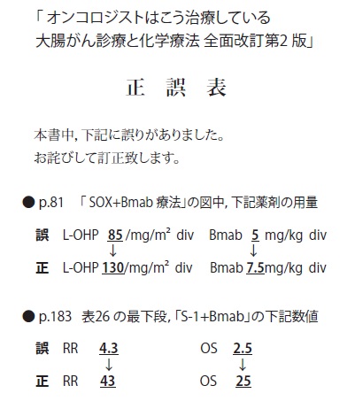 オンコロジスト正誤表